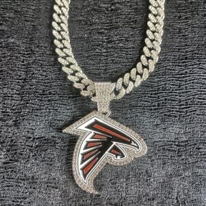 NFL Atlanta Falcons 20 Inch Necklace Pendant Cuban Chain Link Football Jewelry